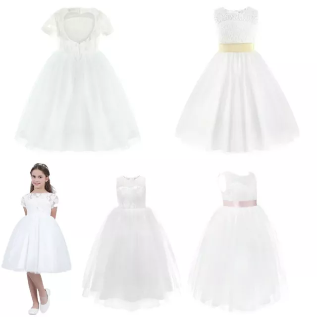 Kids Girls Chiffon Lace Princess Pageant Wedding Bridesmaid Birthday Party Dress