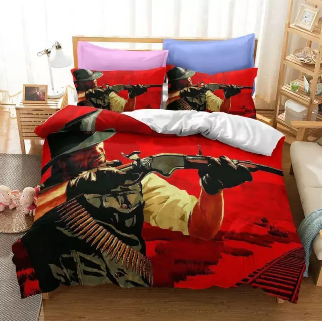 2Pcs 3Pcs Bed Set Red Dead Redemption Doona Quilt Duvet Cover Single Double Size