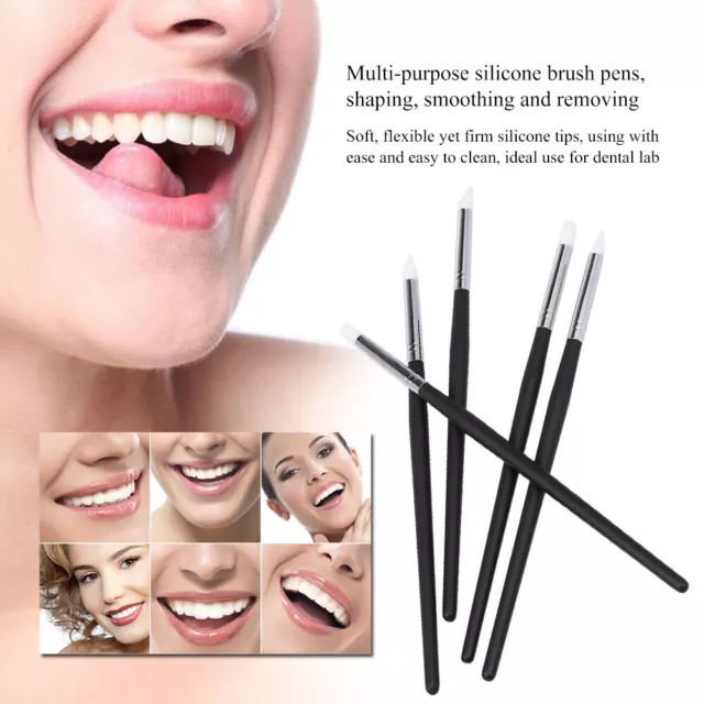 Dental Composite Resin Veneer Cement Porcelain Brushes Silicone Brush Pen  5Pcs