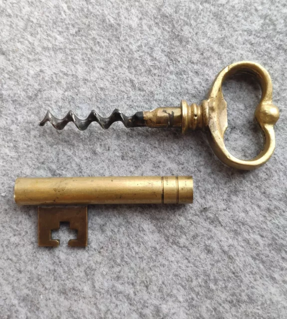 Vintage key CORKSCREW Bottle OPENER Figurine. Bronze