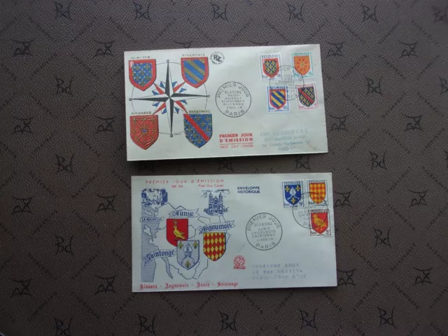 FRANCE - 2 enveloppes 1er jour 1954 (B41)