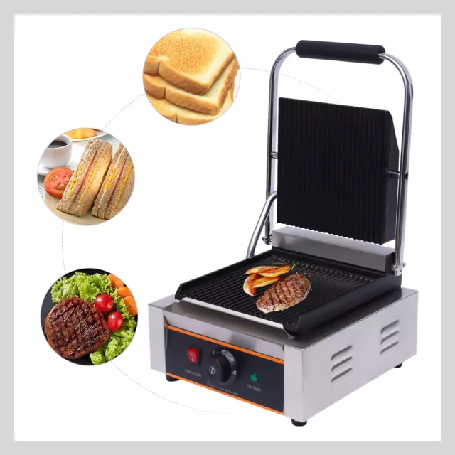 Elektrischer Sandwich-Pressegrill Edelstahl Kontaktgrill Einstellbar 0-300 220V