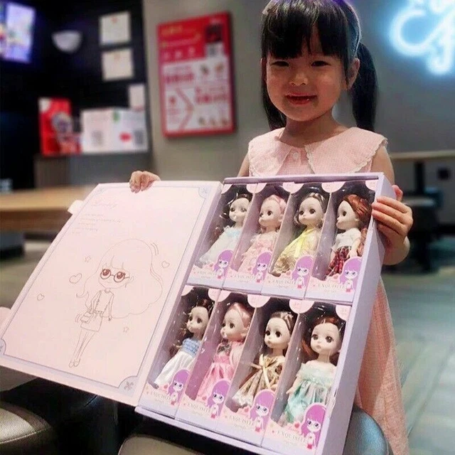 8pcs Set 16cm Ball Jointed BJD Doll & Full Set Clothes Christmas Girls Gift Toy