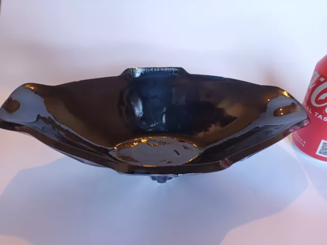 Black Glass Lovely Vintage Oval Art Deco Fruit Bowl