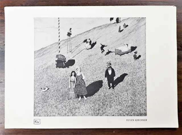 Alter Kunstdruck, Eugen Kirchner, Schausteller, Humor, Kunstwart, 1905, Rarität