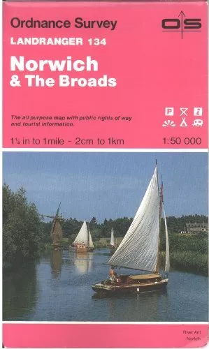 Landranger Map 134 Norwich and the Broads by Ordnance Survey Sheet map, folded