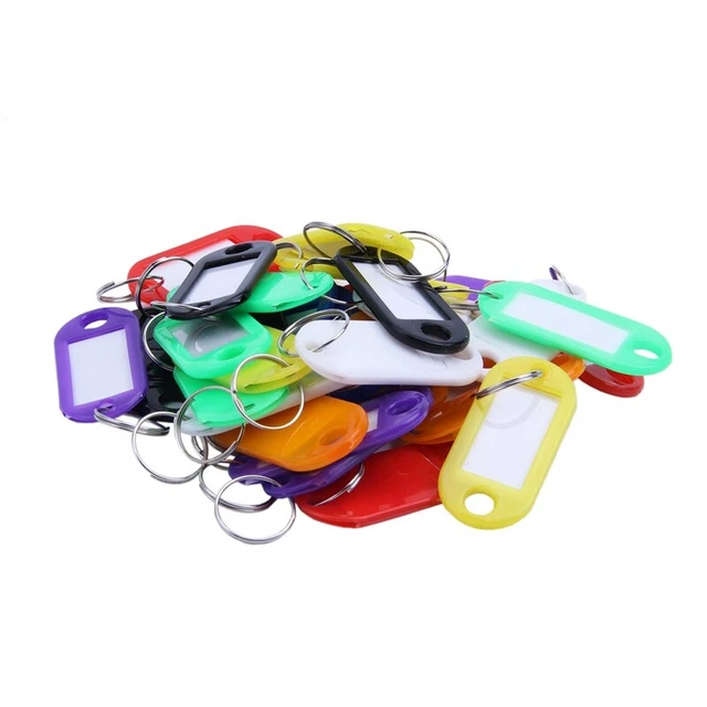 96ulti-Colors Plastic Key Fob ID Tags Luggage ID Labels with Split  Keyring U4K5 3