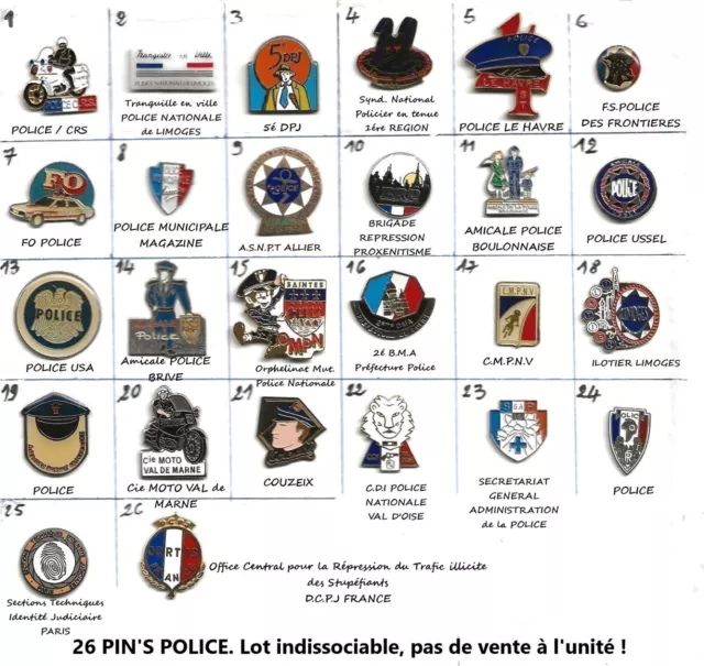 Superbe Lot N°2 de 26 Pins POLICE