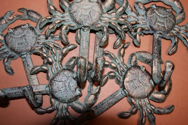 Collectible Cast Iron Crab Stocking Stuffers, Crab Wall Hooks, 5" each, BL-34