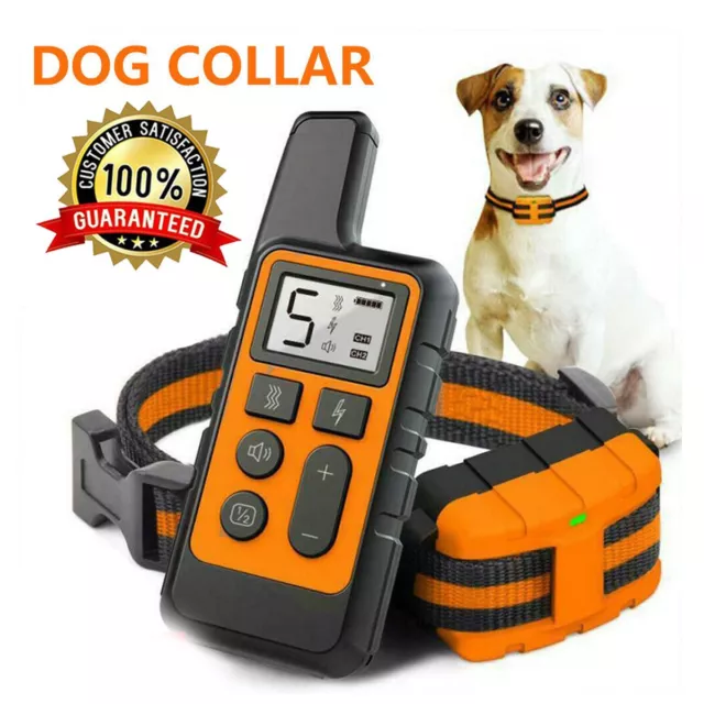 Dog Training Collar USB Rechargeable Electric Shock Remote Control Anti Bark DHL