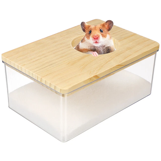 Contenedor de baño de arena de hámster - casa de baño de chinchilla acrílico para animales pequeños