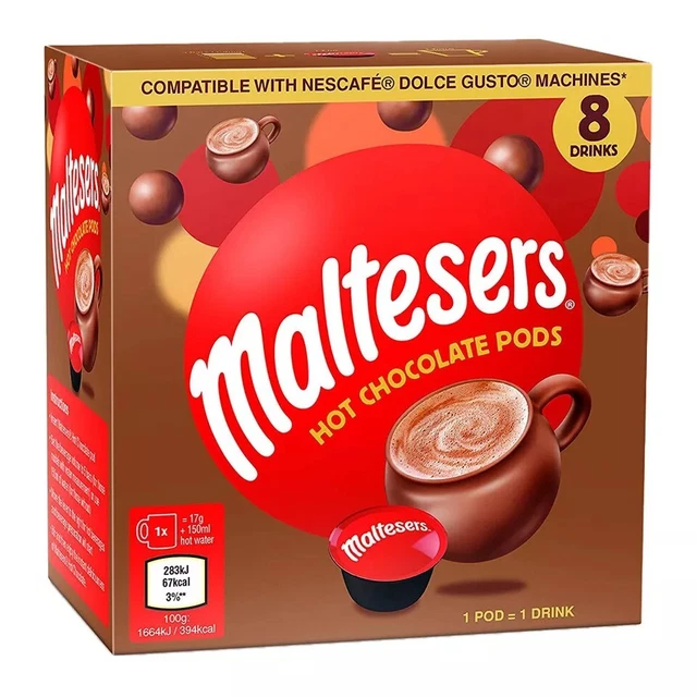 MALTESERS HOT CHOCOLATE Nescafe Dolce Gusto Machine Compatible Pods x
