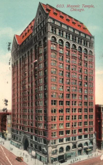 Vintage Postcard 1912 Masonic Temple Historic Building Landmark Chicago Illinois