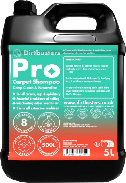 Dirtbusters Pro Carpet Cleaner Shampoo, Deep Clean & Neutralise Powerful Profess
