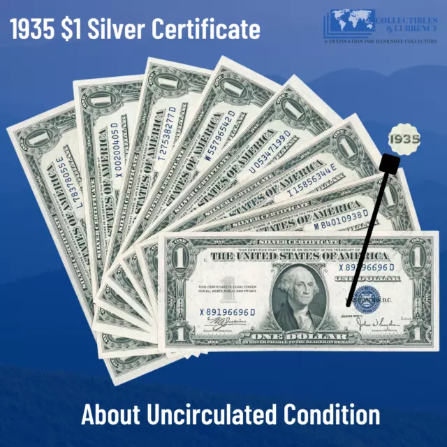 ✔ One 1935 Blue Seal $1 Dollar Silver Certificate, About UNC , Old US One Dollar