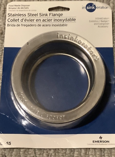 NIB Emerson InSinkErator FLG-SS Polished Stainless Steel Sink Flange