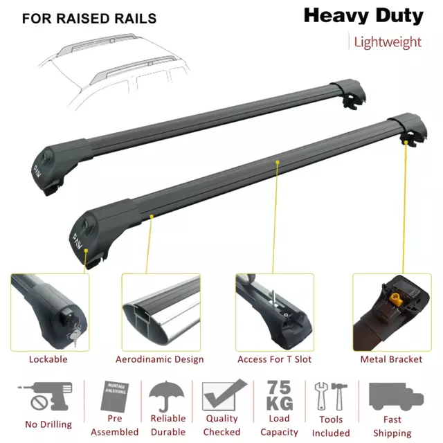 For Nissan Pathfinder 2013-20 Roof Rack Cross Bars Metal Bracket Raised Rail Alu 3