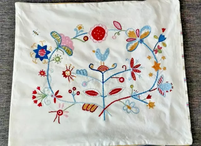 Ikea ALFHILD FAGEL embroidery throw pillow cover bird floral tree of life