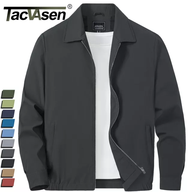 Men's Thin Spring Jacket Full-Zip Lightweight Bomber Jacket Casual Track Coat US