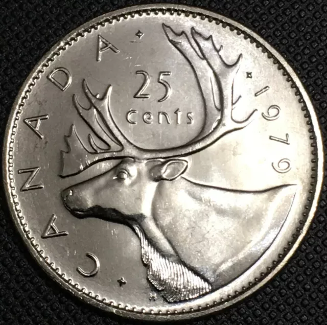 Quarter Coin - 1979 Canada Classic 25 Cent Caribou Coin, UNC