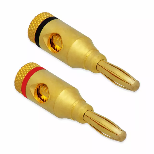 Bananenstecker Lautsprecher Stecker schraubbar 4 mm Hifi 24K vergoldet 2-20 Stk