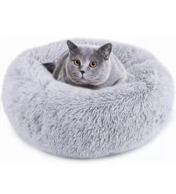 Plush Donut Pet Bed,Dog Cat Round Warm Cuddler Kennel Soft Puppy Sofa,Luxury Cat