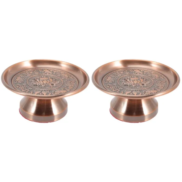 Set of 2 Alloy Lotus Fruit Plate Buddhist Worship Plate Offer