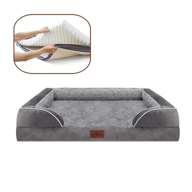 Jumbo Orthopedic Pet Dog Bed Extra Large Dog Bolster Sofa Bed Removable Cover XL