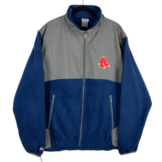Majestic MLB Boston Red Sox Dark Blue & Grey Fleece Hybrid Jacket Size L