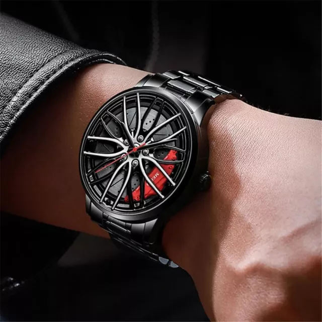 Weitere Uhren Raduhr Herren Felgennabe Luxus Sportwagen Herren Edelstahl  Quarz Für BMW GTR Audi Felgendesign 230625 Von 12,15 €