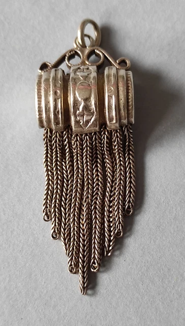 Chaîne De Montre Gousset Vintage - Maille Plate Argentée - Fermoir Menotte - Occasion