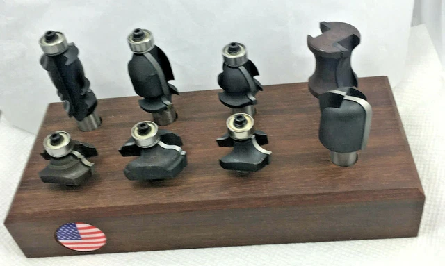 USA Carbide Tip Router Bit 8 PC Set 1/2 shank & Bearing 8 different Profiles