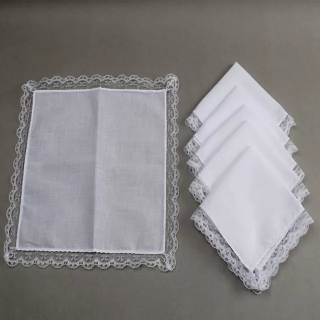 3Pcs/Set Pure White Print Draw Hankies Cotton Pocket Square  Women