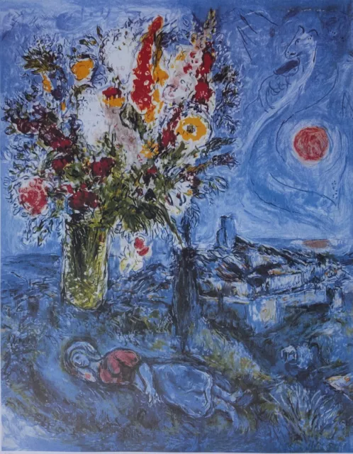 Marc CHAGALL : La dormeuse aux fleurs, LITHOGRAPHIE numérotée et signée, 500ex