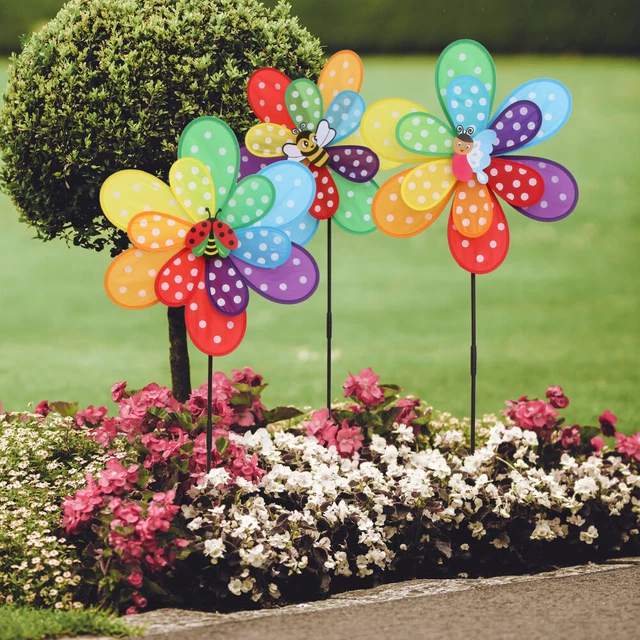 5Pcs Doppel Schicht Windmühle Spielzeug Sunflower Windrad Wind für Hof 10