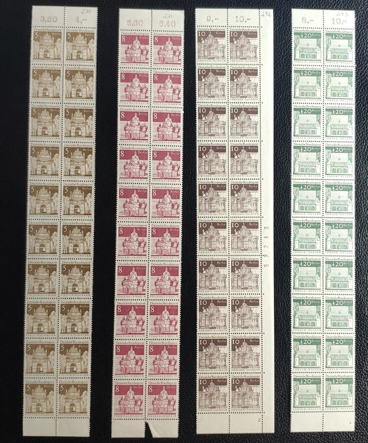 Berlin, Nr. 270-285 Bauwerke saub. postfrisch als Bogenware 20zigfach, komplett