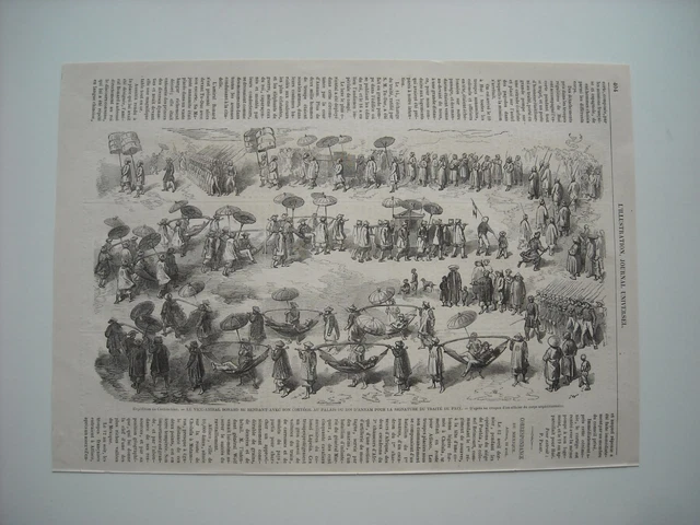 Gravure 1863. Expedition Cochinchine. Signature Traite De Paix Avec Roi D'annam.