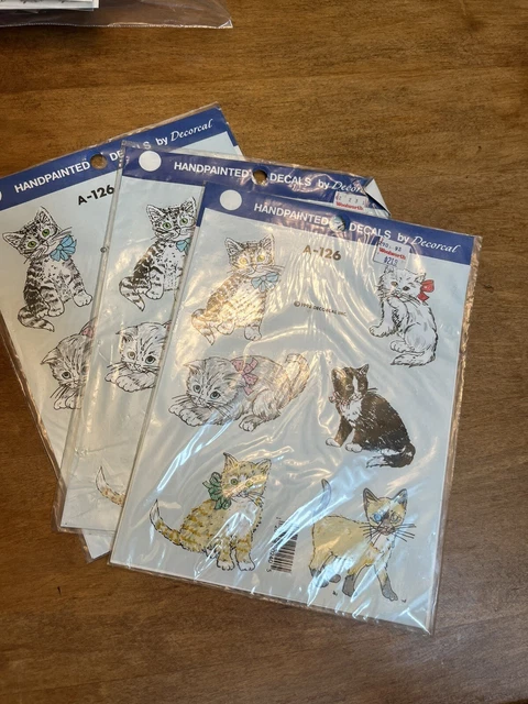 Calcomanías vintage de los años 90 pintadas a mano por Decorcal Cats arcos 3 paquetes