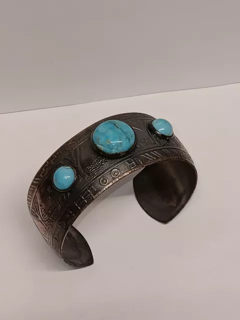 Old Pawn Native American Cuff Bracelet - Vintage, Sterling