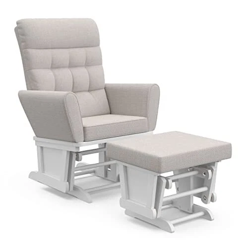 STORKCRAFT Harmony Premium Glider and Ottoman White/Misty Gray