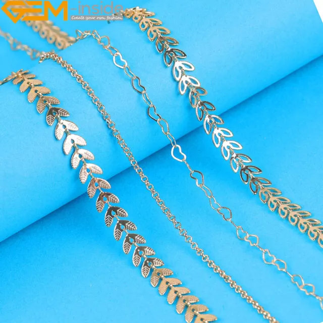 39.3" Brass 14K Gold Filled Chain Necklace Ladies Cable Chains Jewellery Making