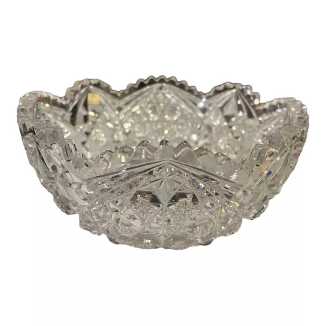 Antique American Brilliant Period Signed J. Hoare Cut Glass  Bowl 8"