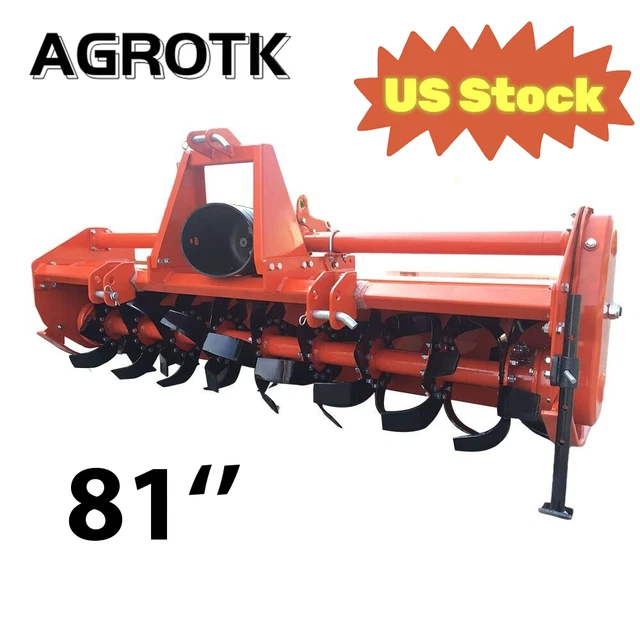 81'' Rotary Tiller 3 Point Linkage Tractor Quick Attach PTO Gear Drive Machine