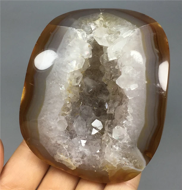 268g Unique Polished Red Orange CARNELIAN AGATE Geode Crystal Stone-Madagascar