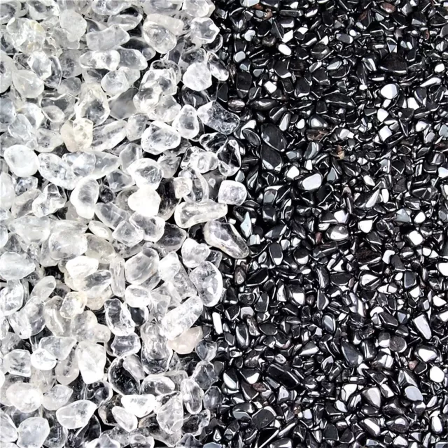 Bergkristall & Hämatit Set entladen & laden kleine Trommelsteine je ca. 10 mm