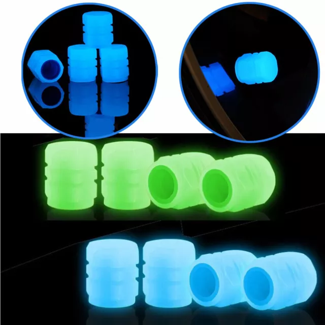 FR Bouchons de valve fluorescents lumineux universels 4pcs pour pneus de voiture