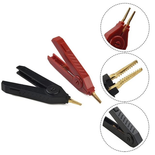Morsetti coccodrillo LCR clip di prova nero + rosso dorato Kelvin contatto metallo accessori