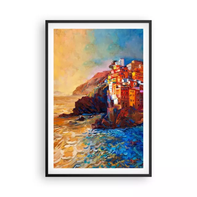 Cuadro Poster de Pared 61x91cm Póster Marco Manarola Colorido Óleo Wall Art