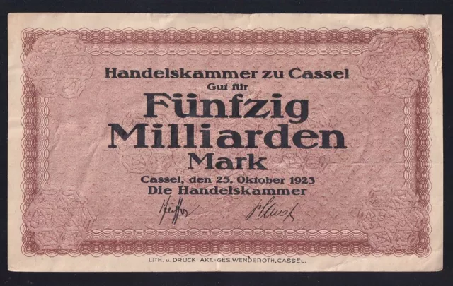 Cassel Kassel: 50 Milliarden Mark 25.10.1923 - Handelskammer