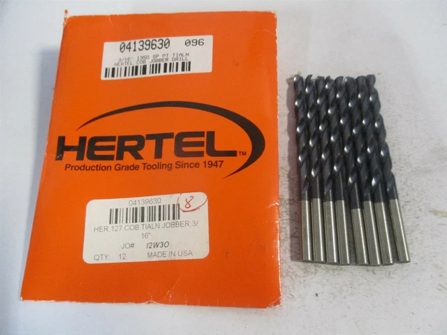 (4139630) 3/16" x 2-5/16" x 3-1/2" OAL 135° Cobalt Jobber Drill - Pack of 8